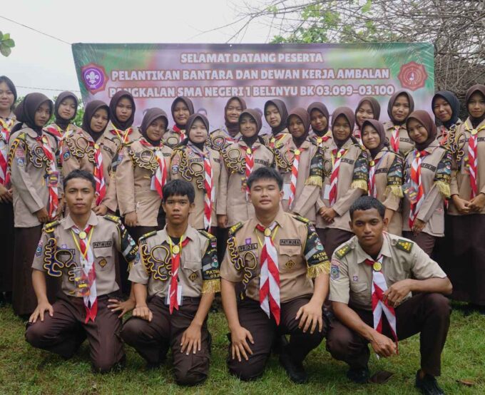 Pramuka SMAN 1 Belinyu Gelar Kemah Pelantikan Bantara di Pantai Penyusuk